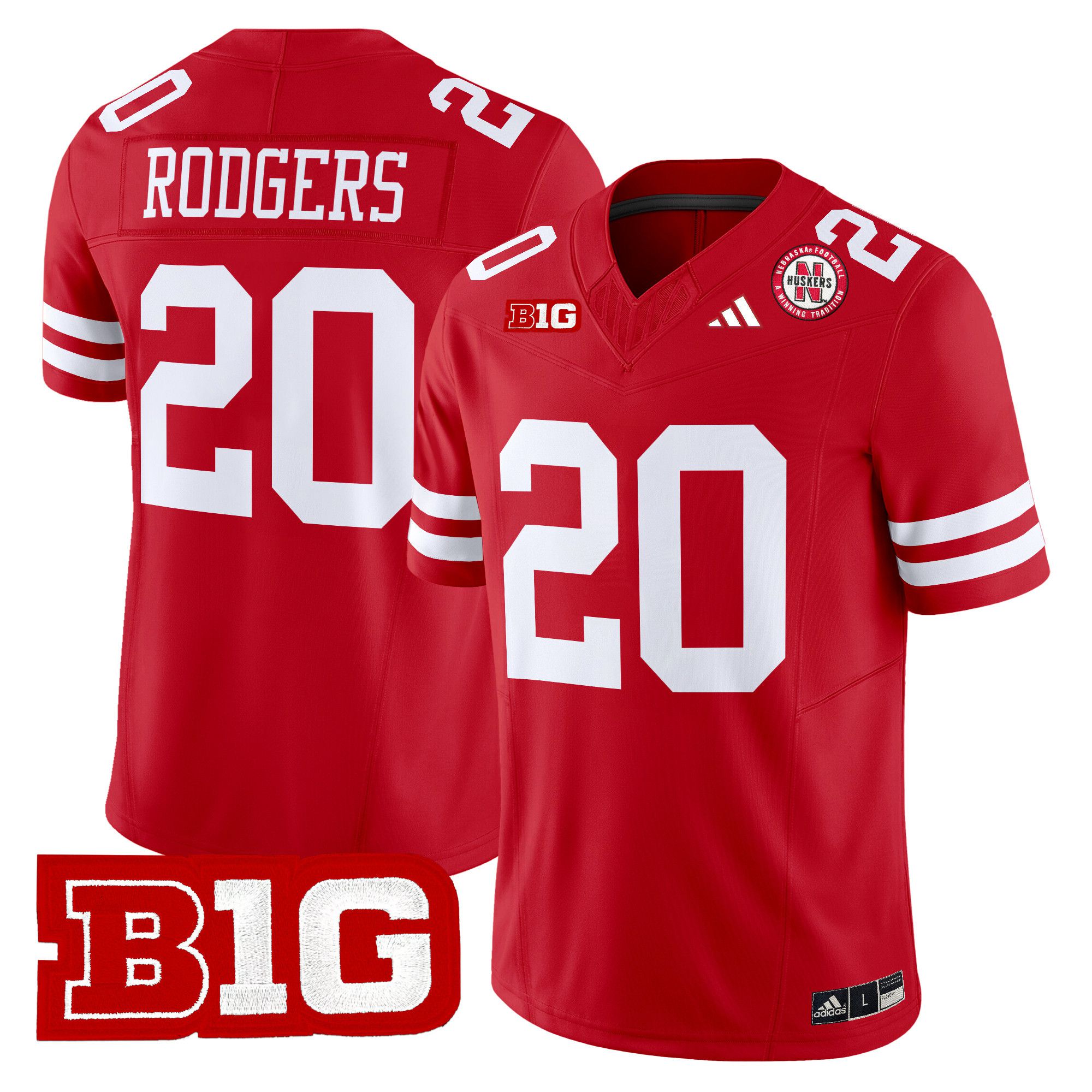 Men Nebraska Cornhuskers #20 Rodgers Red 2024 Vapor Limited NCAA Jersey style 1->ncaa teams->NCAA Jersey